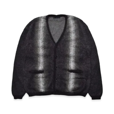 MINEDENIM Fuzzy Stripe Mohair Knit Cardigan "Black"