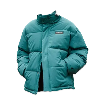 KANGOL Big Silhouette Rubber Name High Neck Volume Sleeve Padded Jacket "Green"