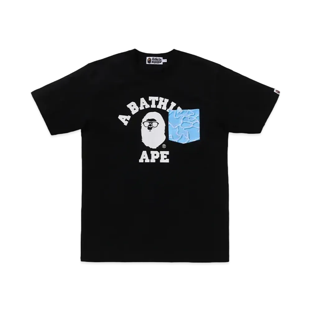 A BATHING APE ABC Sea Surface Camo Pocket College Tee "Black"