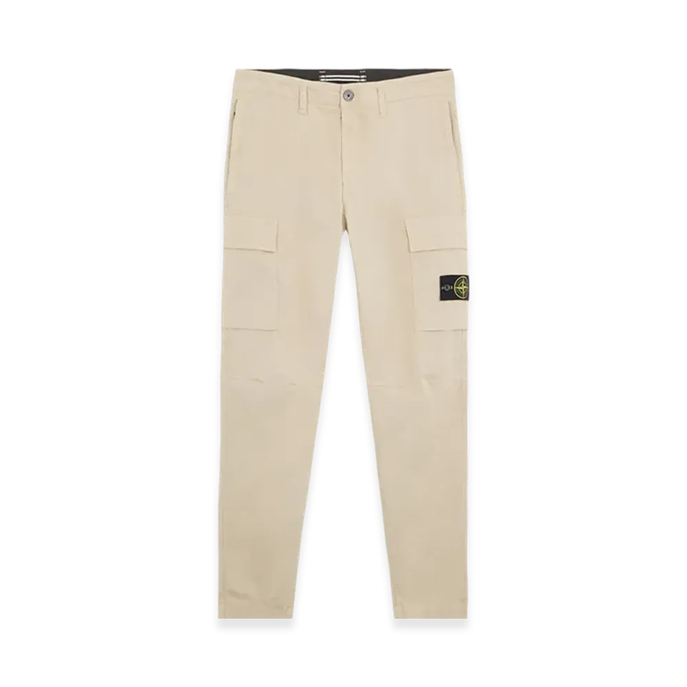 Stone Island 30410 Supima Cotton Twill Stretch TC Regular Tapered Fit Cargo Pants - 24FW "Off White"