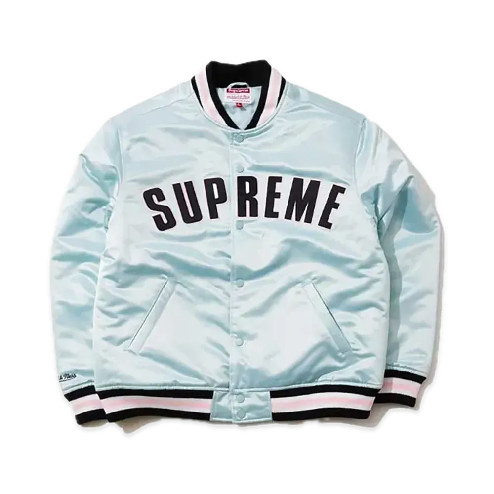 Supreme x Mitchell & Ness Satin Varsity Jacket "Blue"