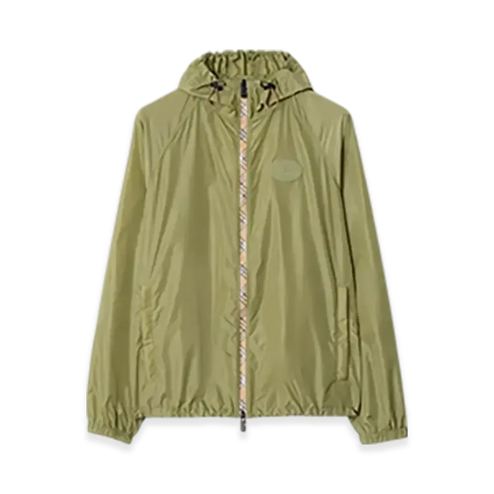 Burberry Check Trim Nylon Hooded Jacket "Wreath Green"