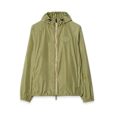Burberry Check Trim Nylon Hooded Jacket "Wreath Green"