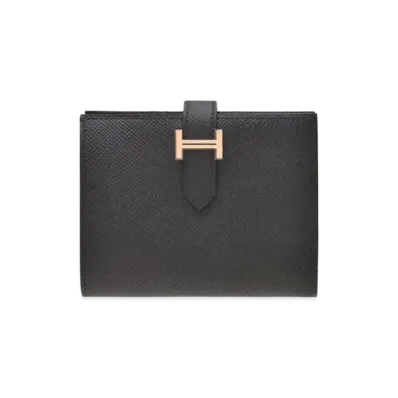 Hermes Bearn Compact Veau Epsom "Noir/Rose Gold"