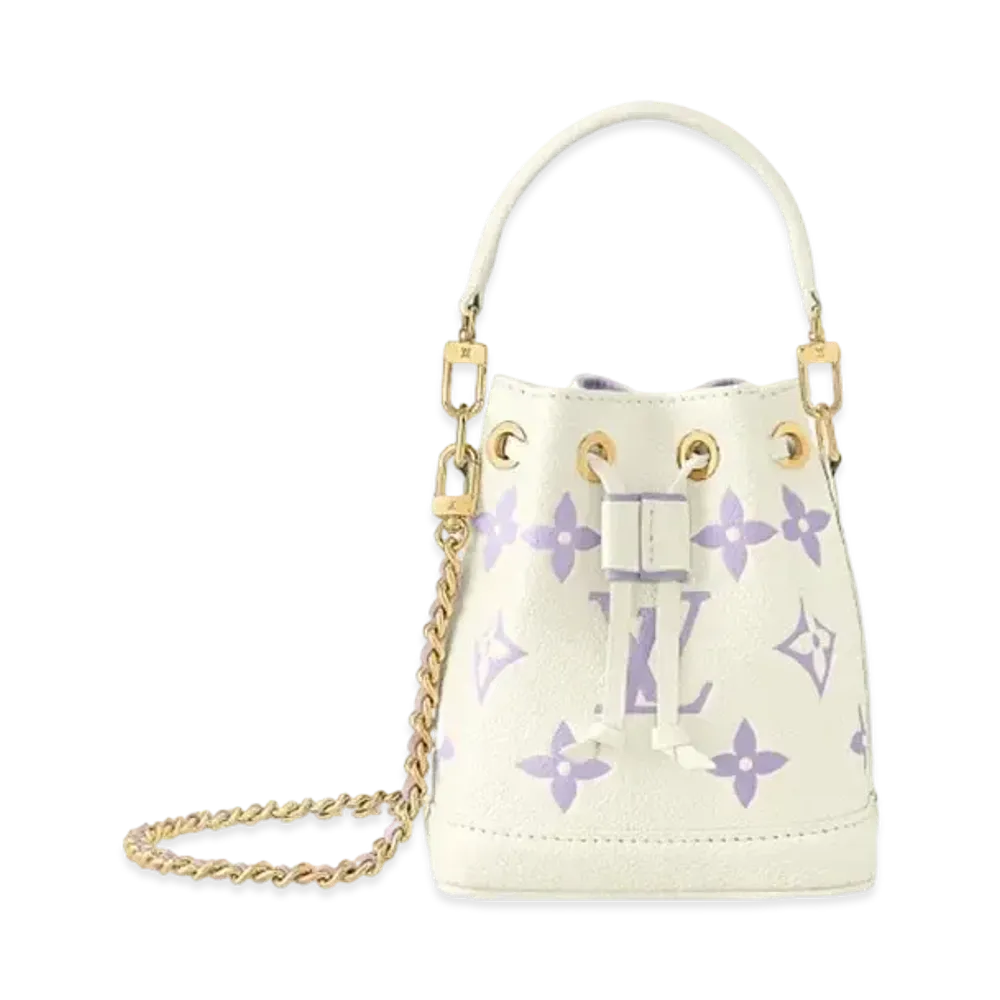 Louis Vuitton Nano Noe Bicolor Monogram Empreinte Leather "Latte White/Lilac"