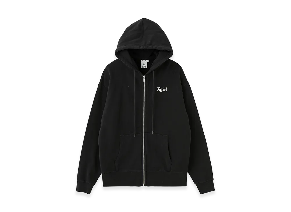X-Girl Embroidered Logo Zip Up Sweat Hoodie "Black"