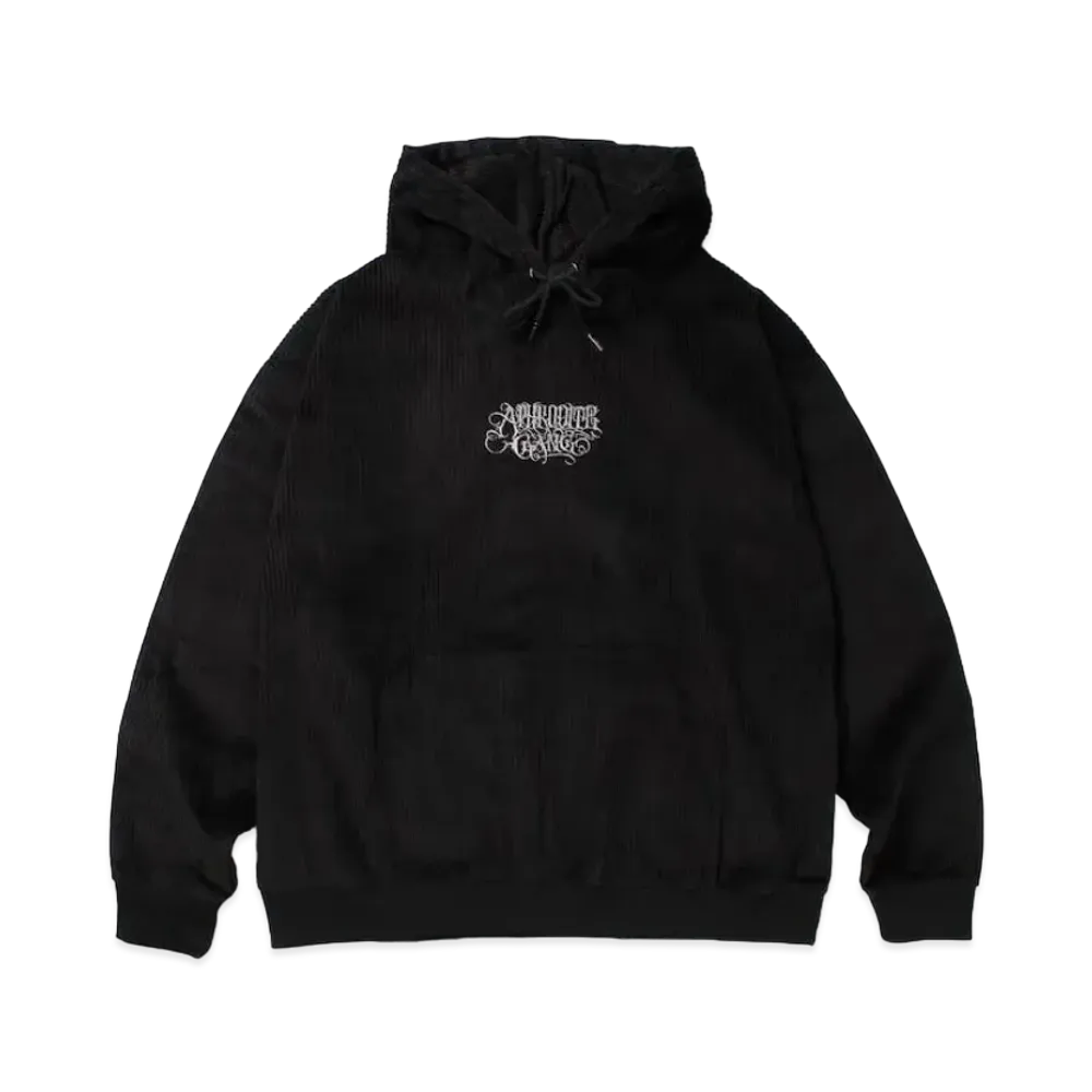 APHRODITEGANG Classic Logo Corduroy Hooded Shirt "Black Silver"