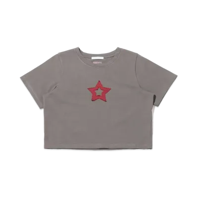 atmos pink Star Cropped T-Shirt "Gray"