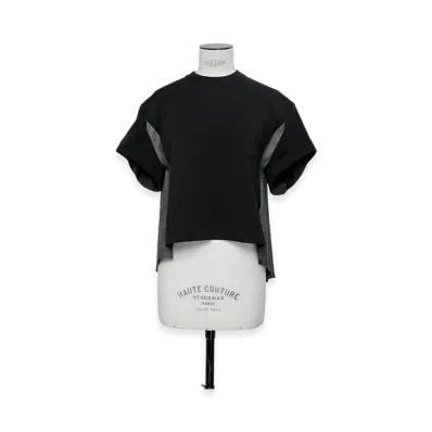 sacai Light Weight Denim x Cotton Jersey T-Shirt "Black"