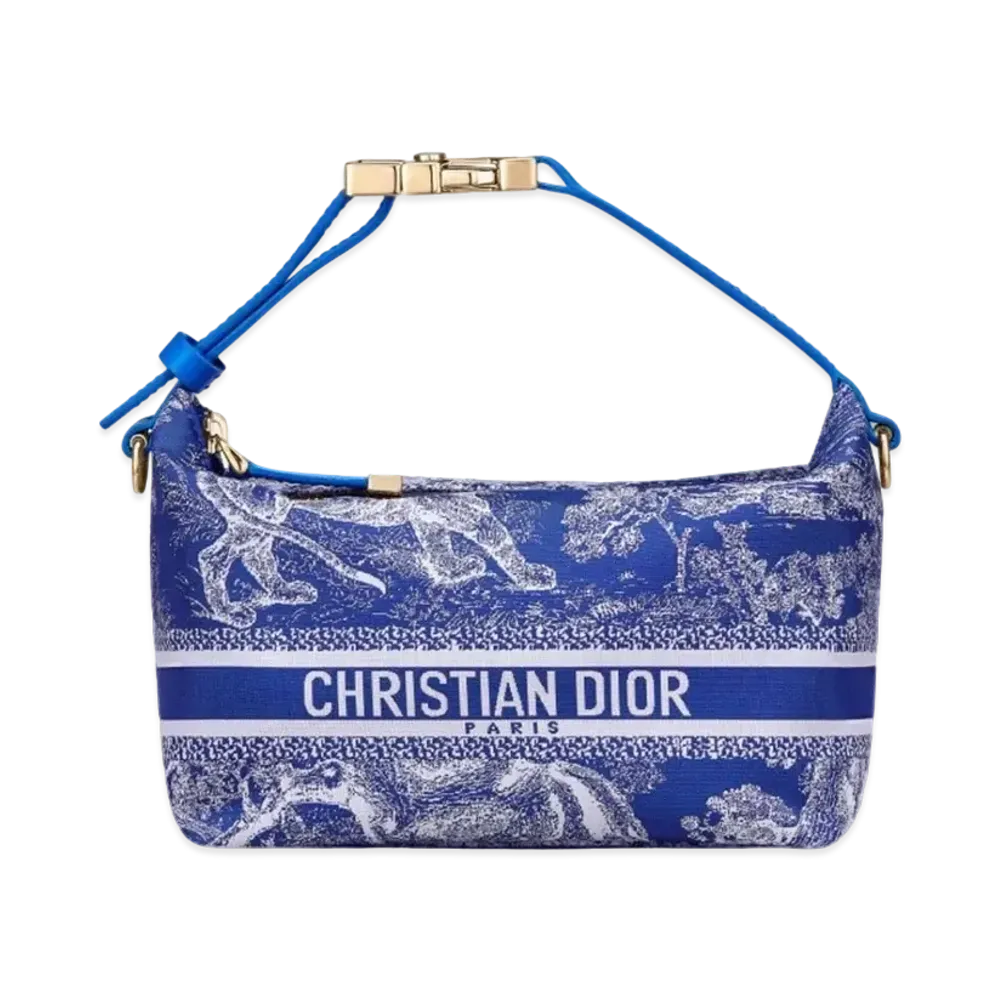 Dior Toile de Jouy Reverse Technical Fabric Travel Nomad Small Pouch "Fluorescent Blue"