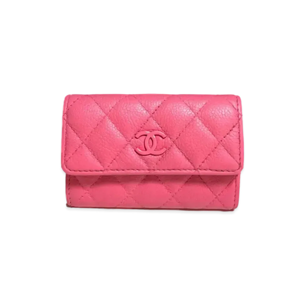 CHANEL Caviarskin Matelasse Cocomark Small Flap Coin Case "Pink"