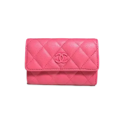CHANEL Caviarskin Matelasse Cocomark Small Flap Coin Case "Pink"