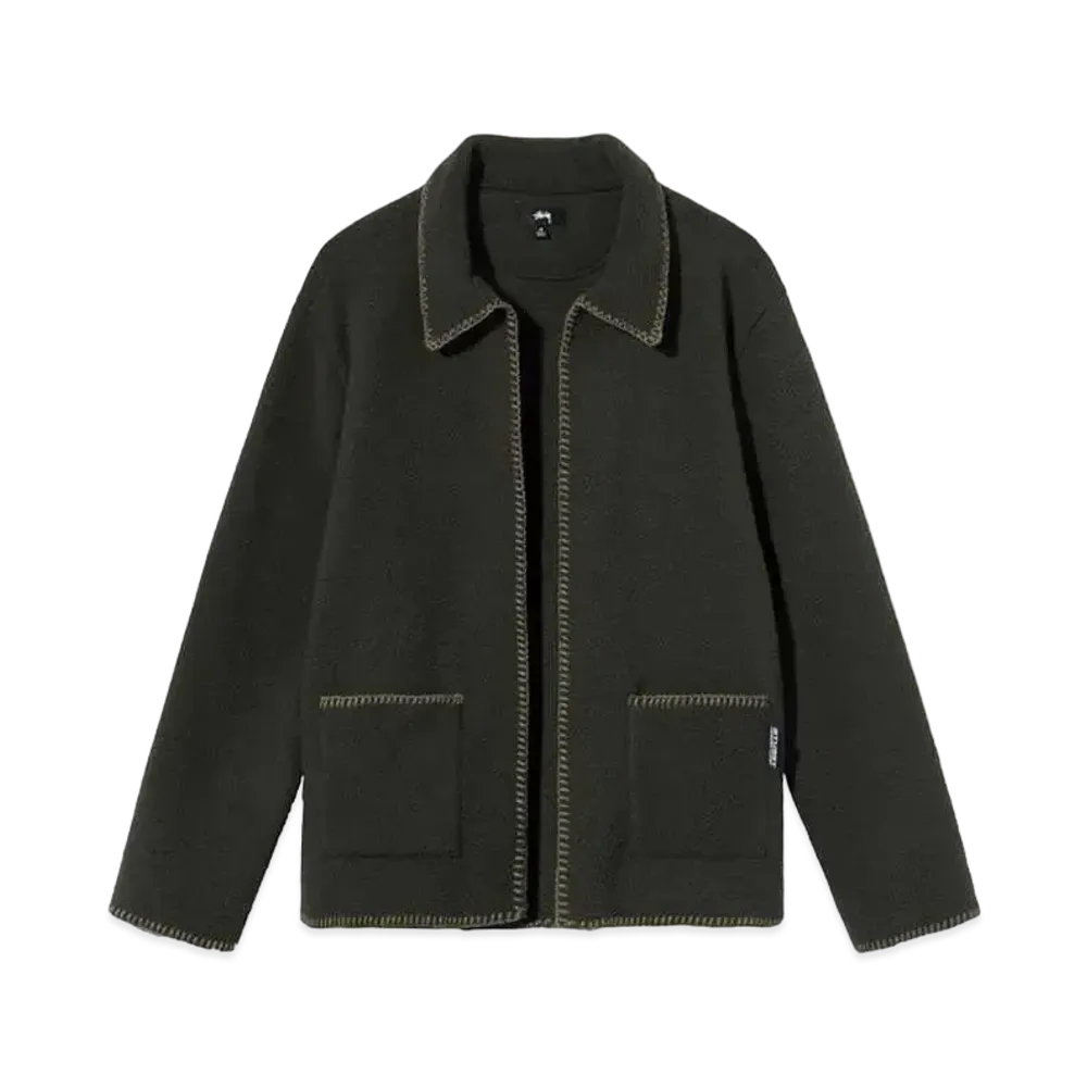 Stussy WOODSY BLANKET STITCH FLEECE "Charcoal"