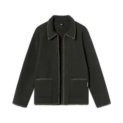 Stussy WOODSY BLANKET STITCH FLEECE "Charcoal"