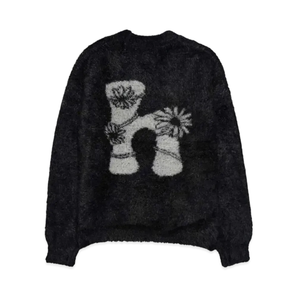 HTH H flower logo knit "BLACK"