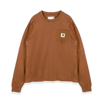 sacai x Carhartt WIP Cotton Jersey L/S T-Shirt "Dark Beige"