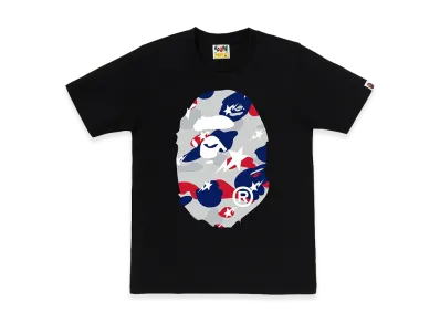 A BATHING APE Women's Sta Strike Camo Big Ape Head Tee "Black/White"