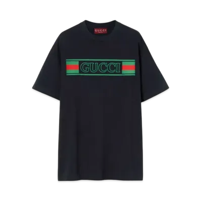 GUCCI Printed Cotton Jersey T-Shirt "Navy"