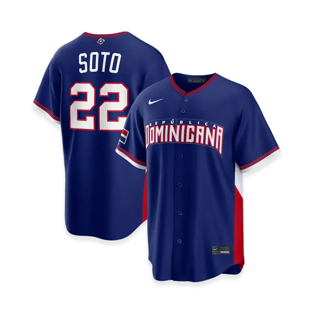 Nike 2026WBC World Baseball Classic Juan Soto Dominican Republic Baseball Road Stadium Jersey "Royal"