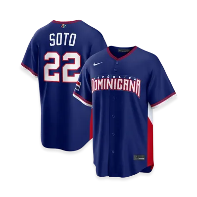 Nike 2026WBC World Baseball Classic Juan Soto Dominican Republic Baseball Road Stadium Jersey "Royal"