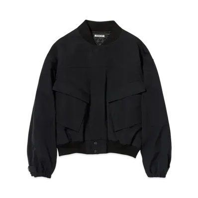 AURALEE Light Wool Max Gabardine Chambray Padded Flight Blouson "Top Black"