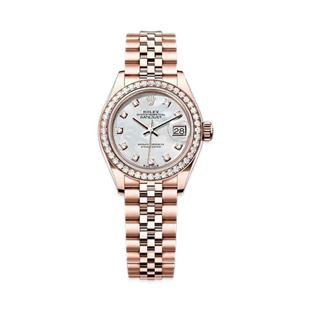 ROLEX Lady-Datejust 28mm Everose Gold Diamond 279135RBR "White Mother-of-Pearl"