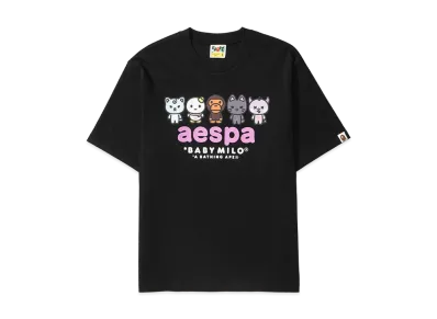 A BATHING APE x aespa Baby Milo Relaxed Fit Tee "Black"