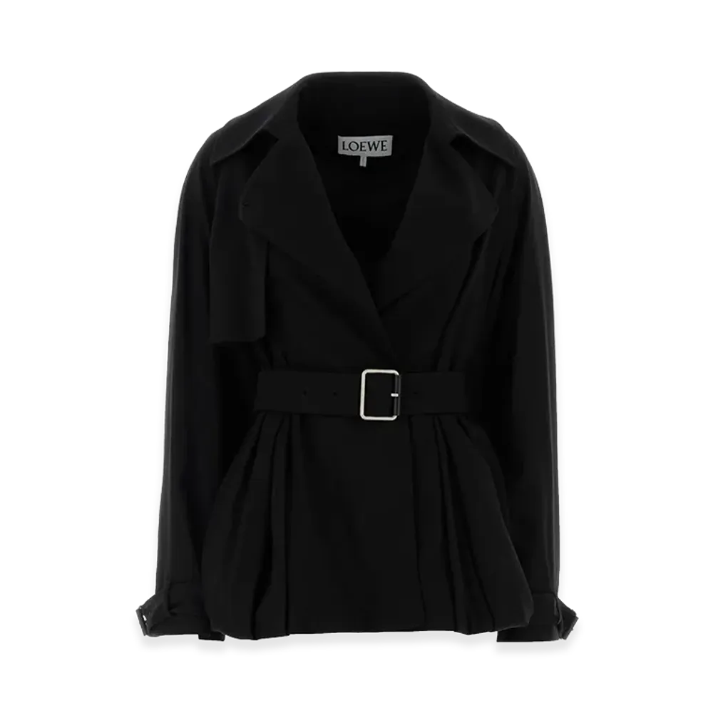 LOEWE Women's Gabardine Trench Coat "Black"