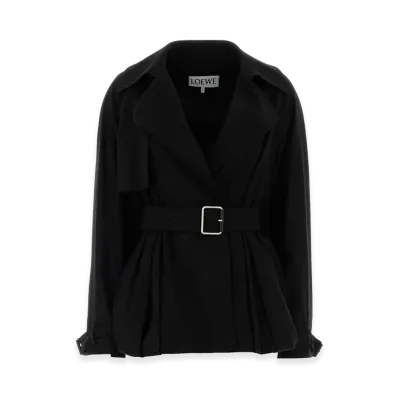 LOEWE Women's Gabardine Trench Coat "Black"