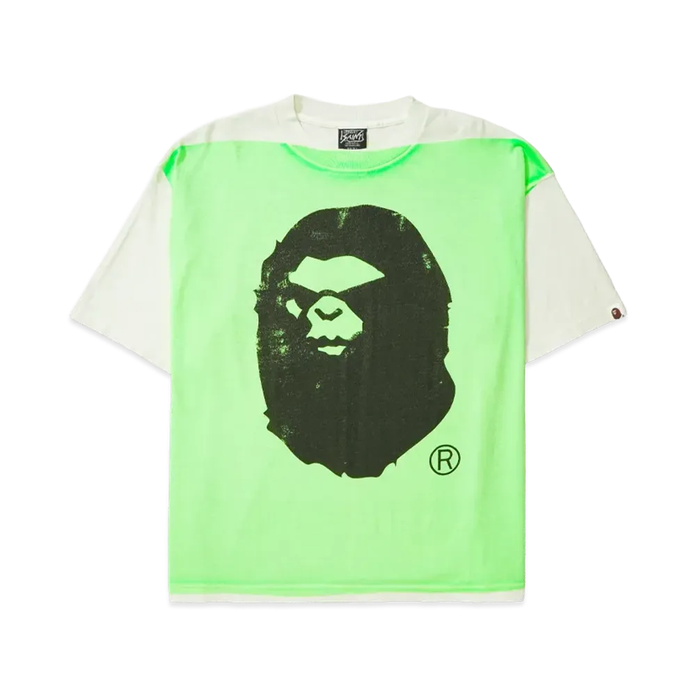 SAINT Mxxxxxx x A BATHING APE BAPE SS Tee Handprint "White/Green"