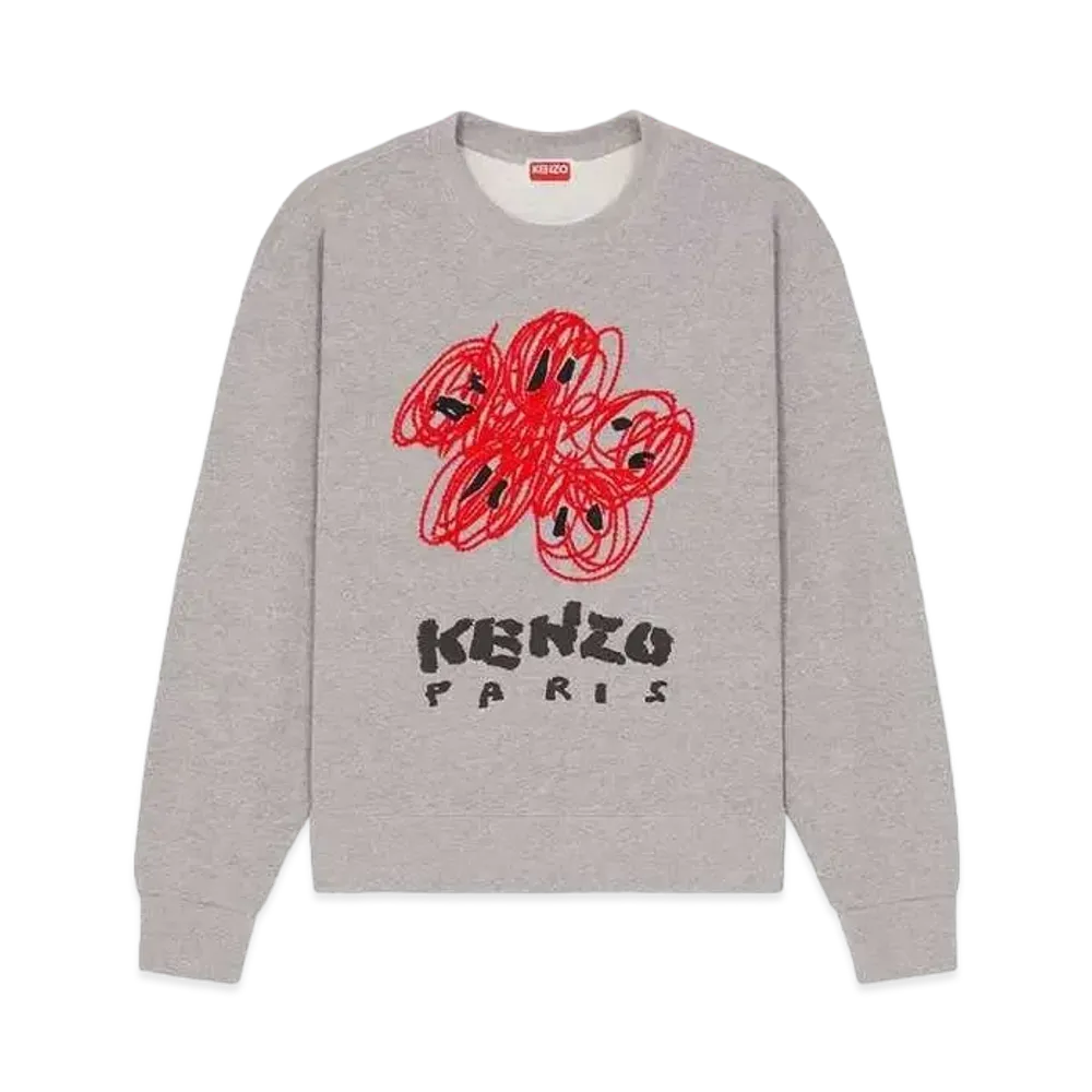 KENZO 'DRAWN VARSITY' Embroidery Sweat "Pearl Grey"