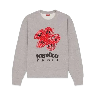 KENZO 'DRAWN VARSITY' Embroidery Sweat "Pearl Grey"