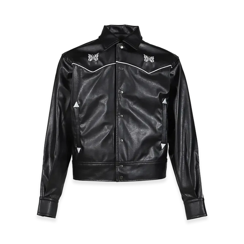 NEEDLES x NUBIAN Piping Cowboy Jacket - Synthetic Leather (Exclusive) "Black"