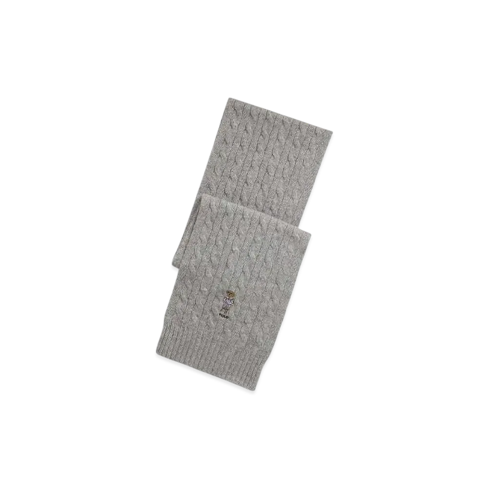 Polo Ralph Lauren Polo Bear Cable Knit Wool Cashmere Muffler "Gray"