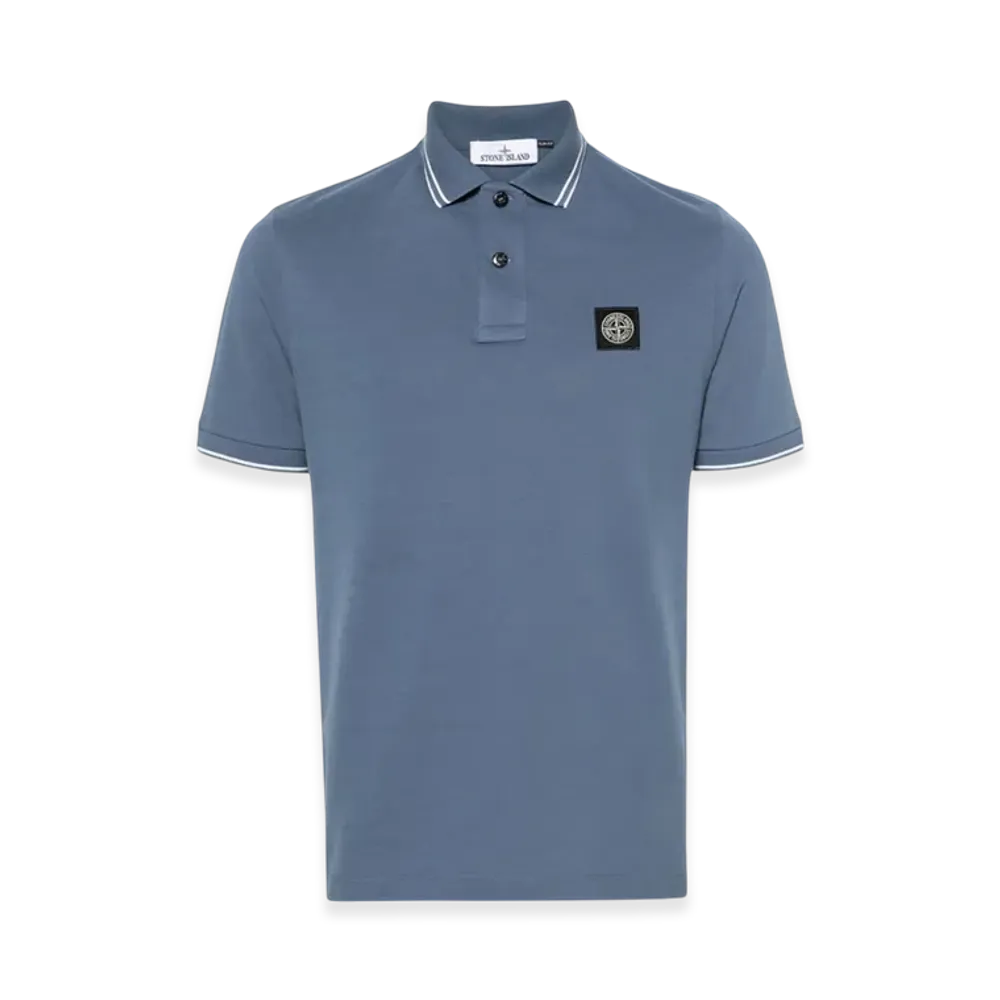 Stone Island 2SC18 Stretch Cotton Pique Short Sleeve Polo Shirt - 24SS "Avio Blue"