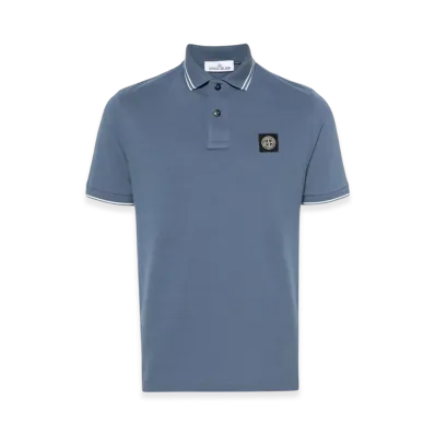 Stone Island 2SC18 Stretch Cotton Pique Short Sleeve Polo Shirt - 24SS "Avio Blue"