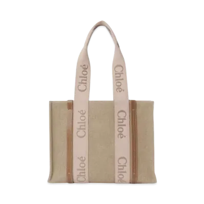 Chloe Medium Woody Tote Bag "Blushy Beige"