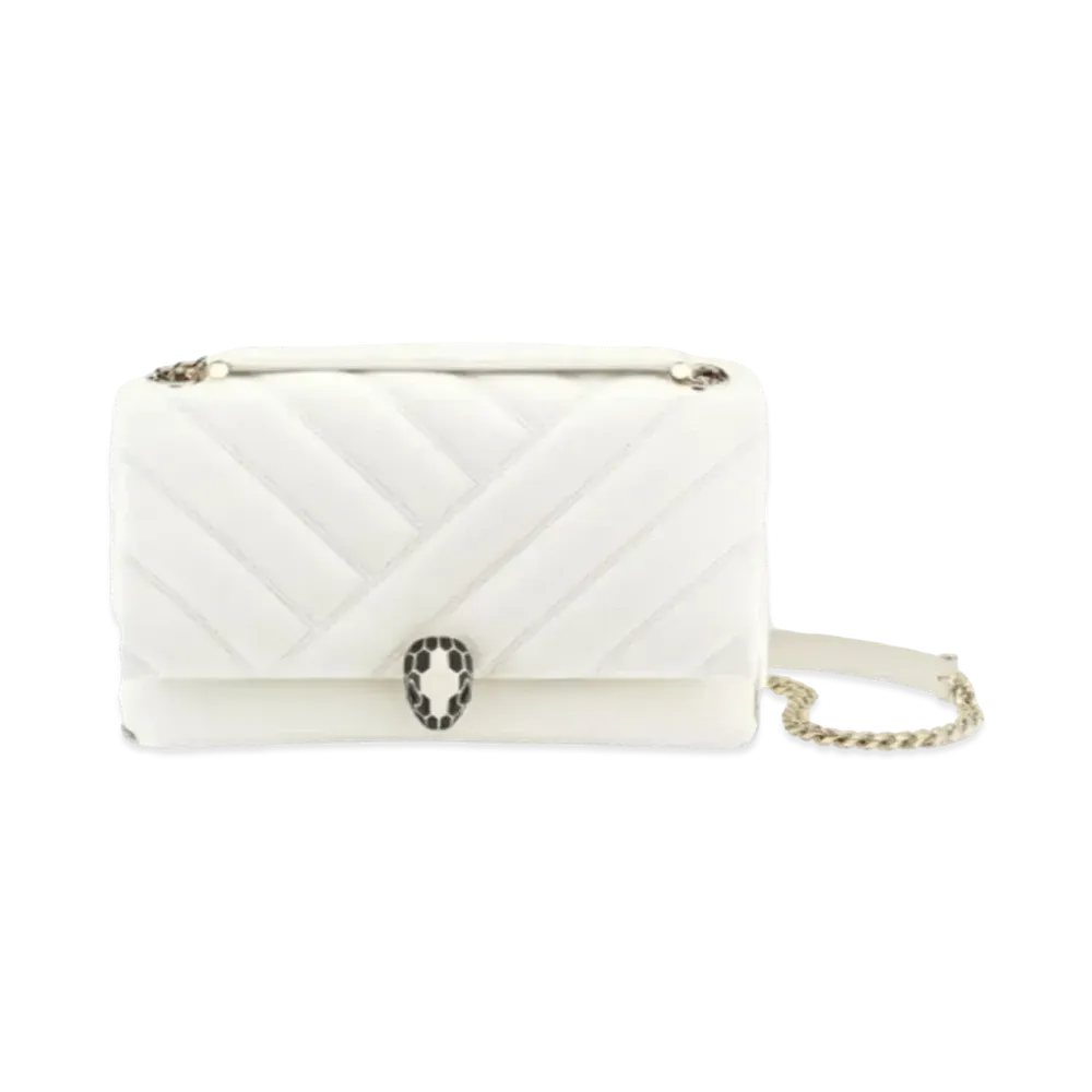 BVLGARI Serpenti Cabochon Shoulder Bag "White"
