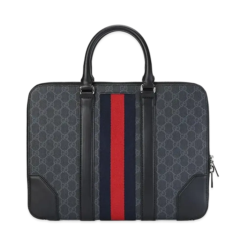 GUCCI 2way Briefcase Sherry Line GG Supreme "Black"