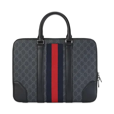 GUCCI 2way Briefcase Sherry Line GG Supreme "Black"