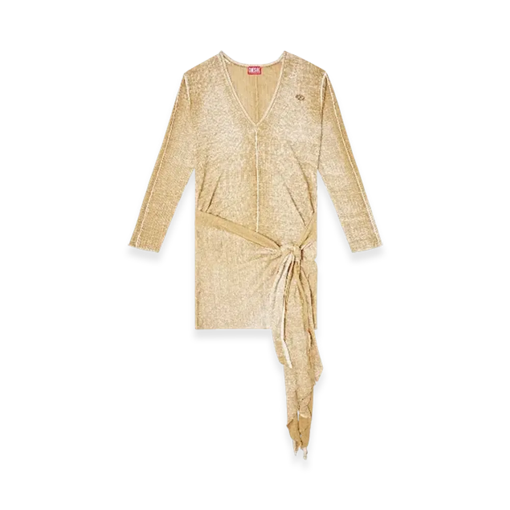 Diesel M-Egaknot Knitted Dress With Hip Tie "Light Brown"