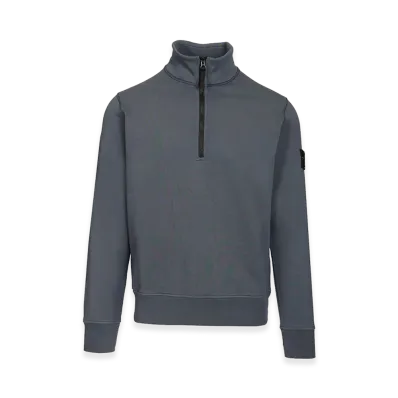 Stone Island Organic Cotton Sweatshirt With Short Zip "Blue"