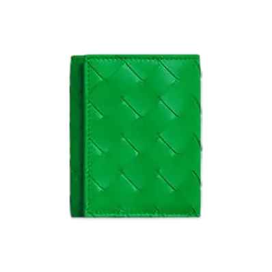 Bottega Veneta Small Intrecciato Tri-fold Fastener Wallet "Parakeet"