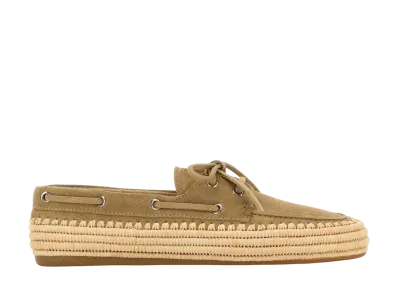 MIU MIU Women's Suede And Raffia Loafers "Beige"