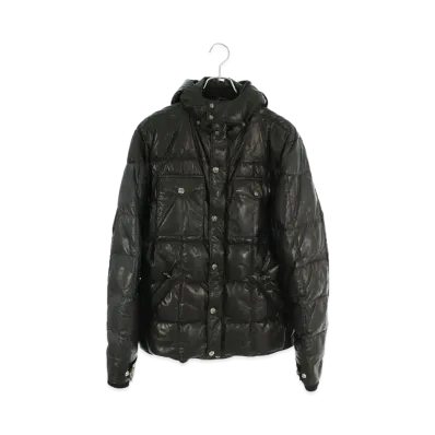 Chrome Hearts Back Cross Patch Leather Hooded Down Jacket "Black"