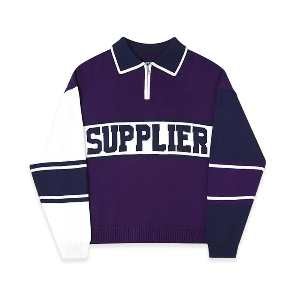 SUPPLIER College Logo Half Zip C-Logo Knit "Purple"