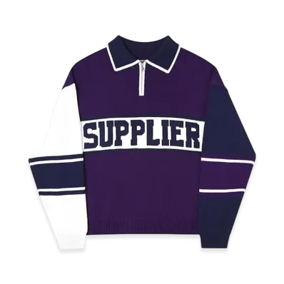 SUPPLIER College Logo Half Zip C-Logo Knit "Purple"