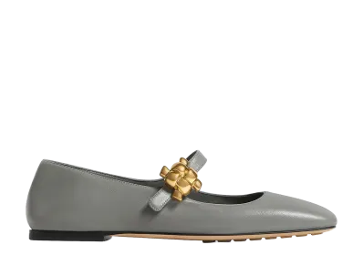 Bottega Veneta Women's Charlotte Mary Jane Ballerinas "Basalt"