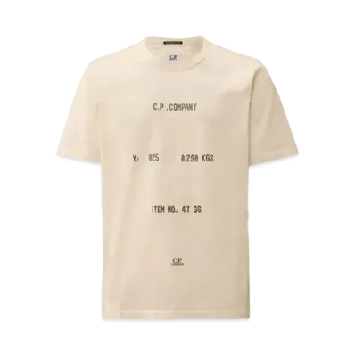 C.P. Company 30/2 Mercerized Jersey Twisted Typographic Logo T-Shirt "Gauze White"