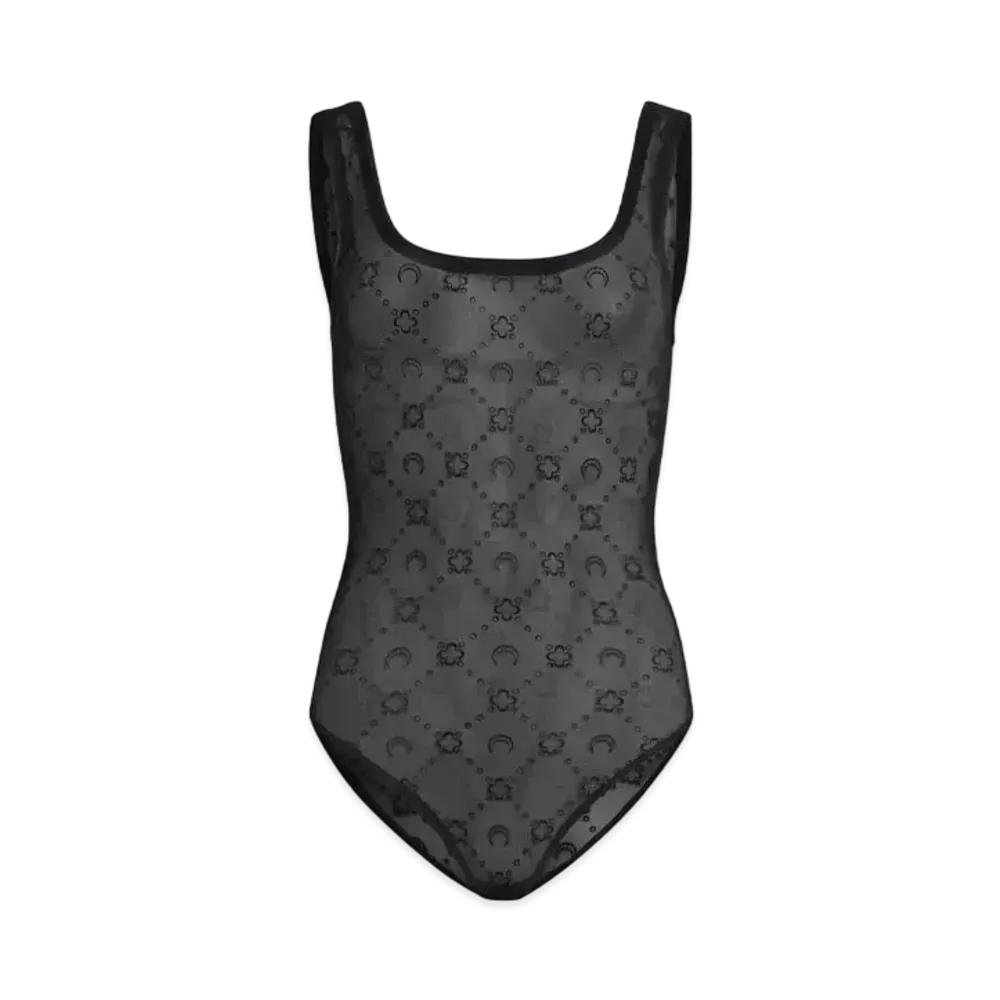 Marine Serre Moongram Mesh Frock Bodysuit "Black"